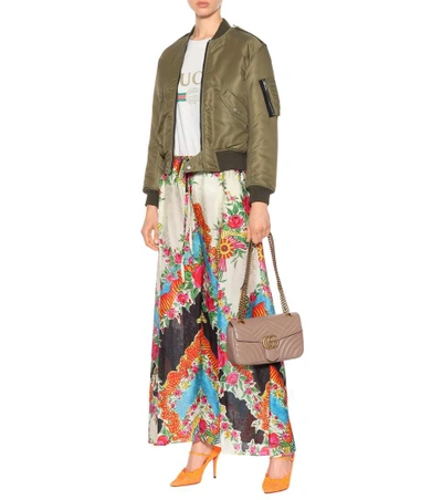 Shop Gucci Printed Wide-leg Trousers In Multicoloured