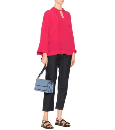 Shop Marni Crêpe Silk-blend Blouse In Pink