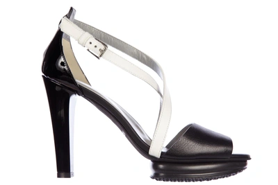 Shop Hogan Women's Leather Heel Sandals H247 Vintage In Black