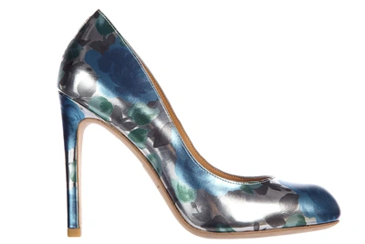 Shop Marc By Marc Jacobs Women's Leather Pumps Court Shoes High Heel Sky Multi Flower In Silver