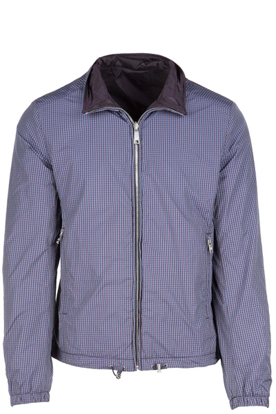 Shop Prada Men's Nylon Outerwear Jacket Blouson Reversibile In Purple