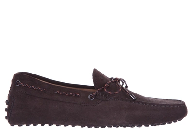 Shop Tod's Men's Suede Loafers Moccasins Laccetto Gommini 122 In Brown