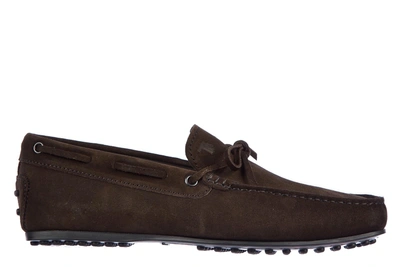 Shop Tod's Men's Suede Loafers Moccasins Laccetto City Gommino In Brown