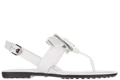 Shop Tod's Women's Leather Sandals In White