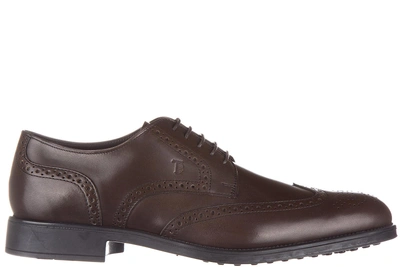 Shop Tod's Men's Classic Leather Lace Up Laced Formal Shoes Derby In Brown