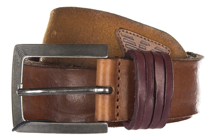 Shop Armani Jeans Men's Genuine Leather Belt  Ardiglione In Brown