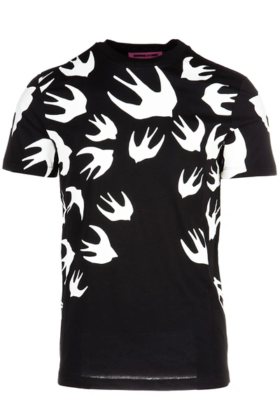 Shop Mcq By Alexander Mcqueen Men's Short Sleeve T-shirt Crew Neckline Jumper Swallow In Black