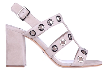Shop Prada Women's Suede Heel Sandals In Beige