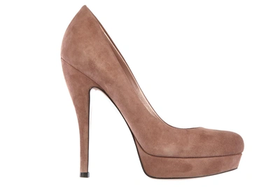 Shop Gucci Women's Suede Platform Pumps Court Shoes Heel In Beige