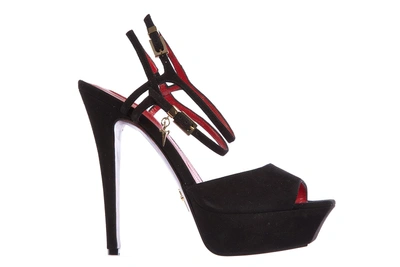 Shop Cesare Paciotti Women's Suede Heel Sandals In Black