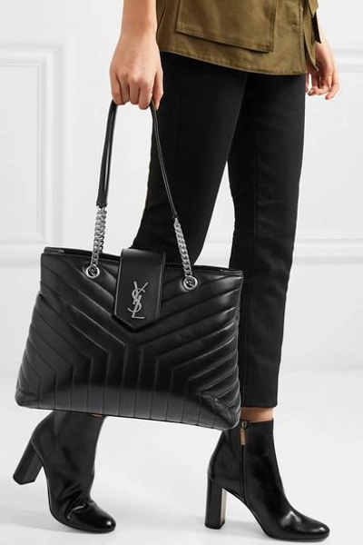 Shop Saint Laurent Loulou Large Quilted Leather Shoulder Bag In Black