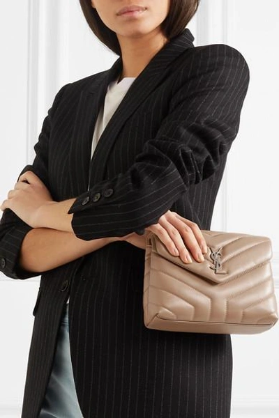 Shop Saint Laurent Loulou Quilted Leather Shoulder Bag In Beige