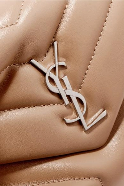 Shop Saint Laurent Loulou Quilted Leather Shoulder Bag In Beige