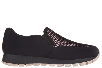 Shop Prada Women's Slip On Sneakers In Black