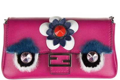 Shop Fendi Women's Leather Shoulder Bag Micro Baguette In Pink