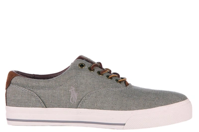 Shop Polo Ralph Lauren Men's Shoes Cotton Trainers Sneakers Vaugh In Grey