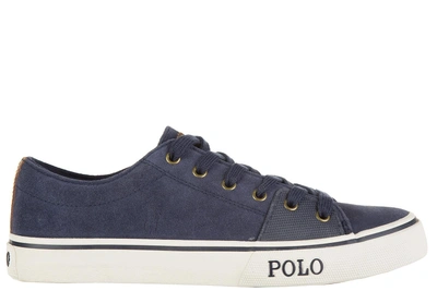 Shop Polo Ralph Lauren Men's Shoes Suede Trainers Sneakers Cantor Low In Blue