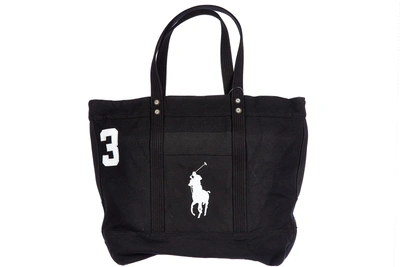 Shop Polo Ralph Lauren Men's Bag Handbag Tote Shopping  Canvas In Black