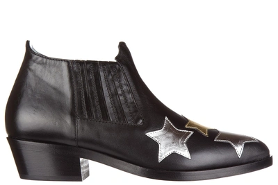 Shop Chiara Ferragni Women's Leather Heel Ankle Boots Booties In Black