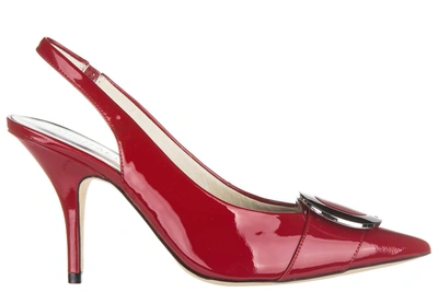Shop Michael Kors Women's Leather Pumps Court Shoes High Heel Pauline In Red