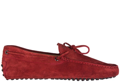 Shop Tod's Men's Suede Loafers Moccasins Gommini 122 In Red