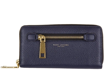 Shop Marc Jacobs Women's Wallet Genuine Leather Coin Case Holder Purse Card Bifold In Blue