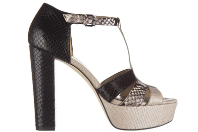 Shop Michael Kors Women's Leather Heel Sandals Mercer In Black