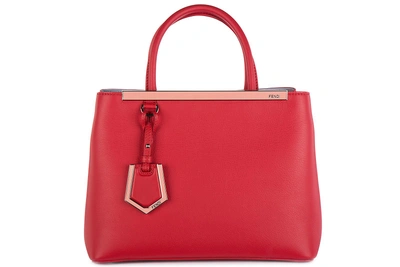 Shop Fendi Women's Leather Handbag Shopping Bag Purse Petite 2jours In Red