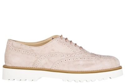 Shop Hogan Women's Classic Suede Lace Up Laced Formal Shoes Brogue Route Francesina In Pink