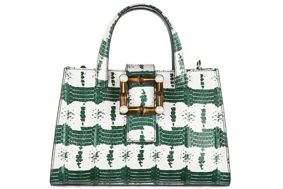 Shop Gucci Women's Leather Handbag Shopping Bag Purse Nymphaea In Green