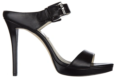 Shop Michael Kors Women's Leather Heel Sandals In Black