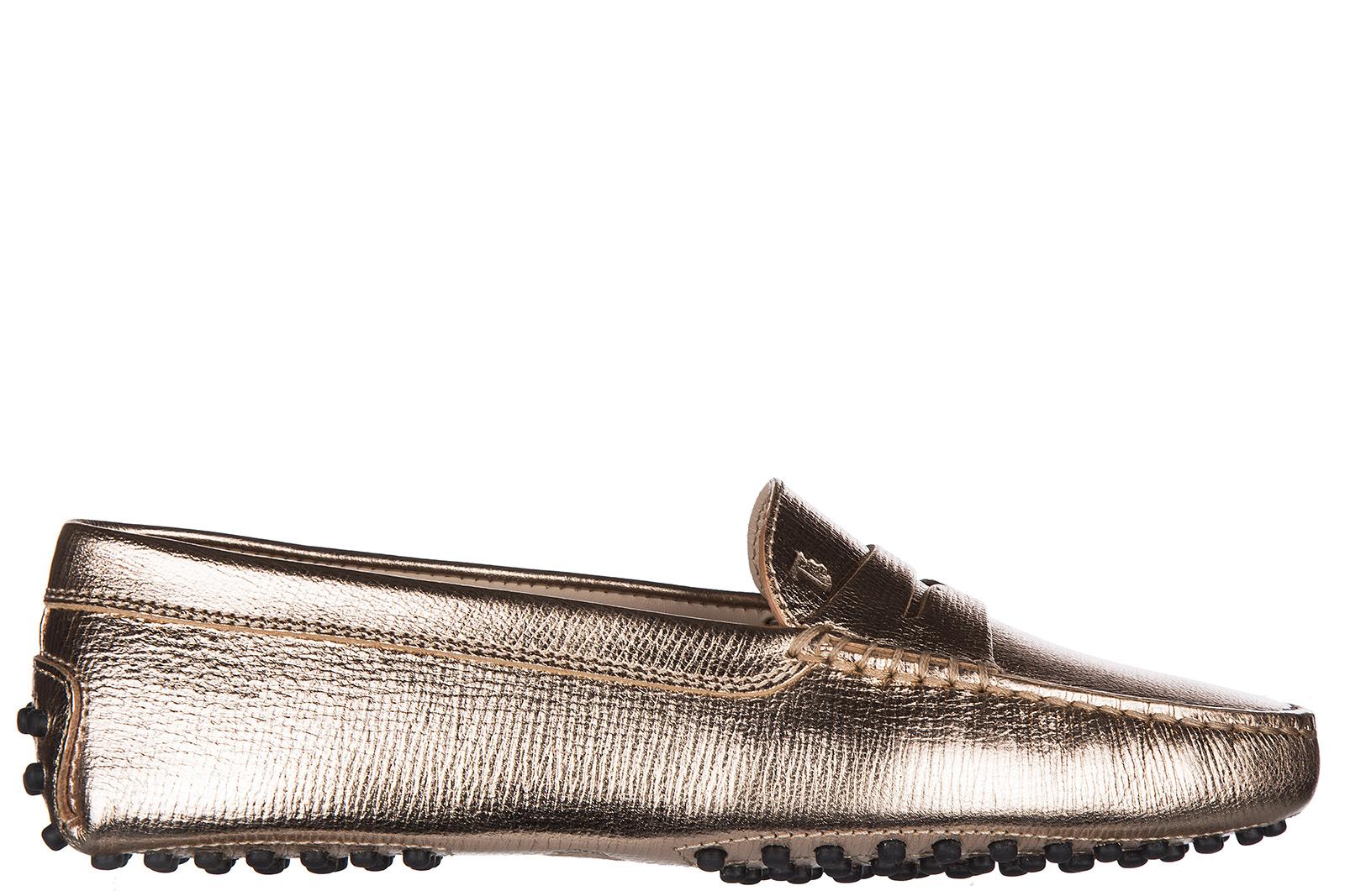 Tod S Damen Leder Mokassins Slipper Gommini In Gold Modesens