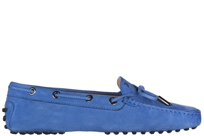 Shop Tod's Women's Suede Loafers Moccasins In Blue