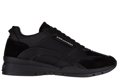 Shop Dsquared2 Men's Shoes Leather Trainers Sneakers Kit In Black