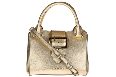 Shop Burberry Women's Leather Handbag Shopping Bag Purse Buckle In Gold