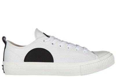 Shop Mcq By Alexander Mcqueen Men's Shoes Leather Trainers Sneakers Plimsoll Low Top Swallow In White