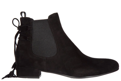 Shop Prada Women's Suede Heel Ankle Boots Booties In Black