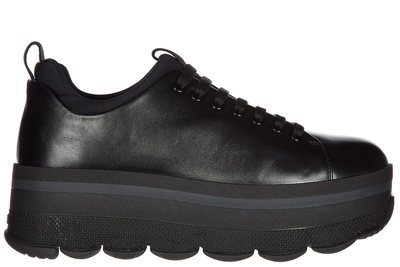 Shop Prada Women's Shoes Leather Trainers Sneakers In Black