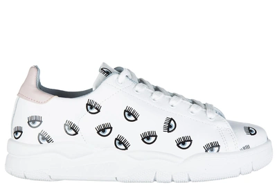 Shop Chiara Ferragni Women's Shoes Leather Trainers Sneakers In White