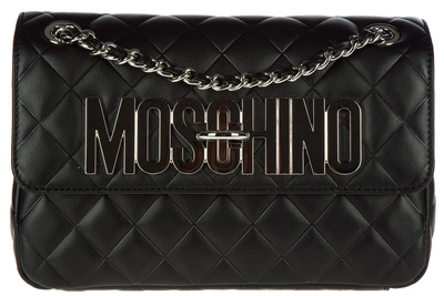 Shop Moschino Women's Leather Shoulder Bag In Black