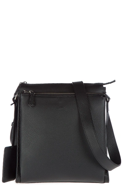 Shop Fendi Men's Leather Cross-body Messenger Shoulder Bag In Black
