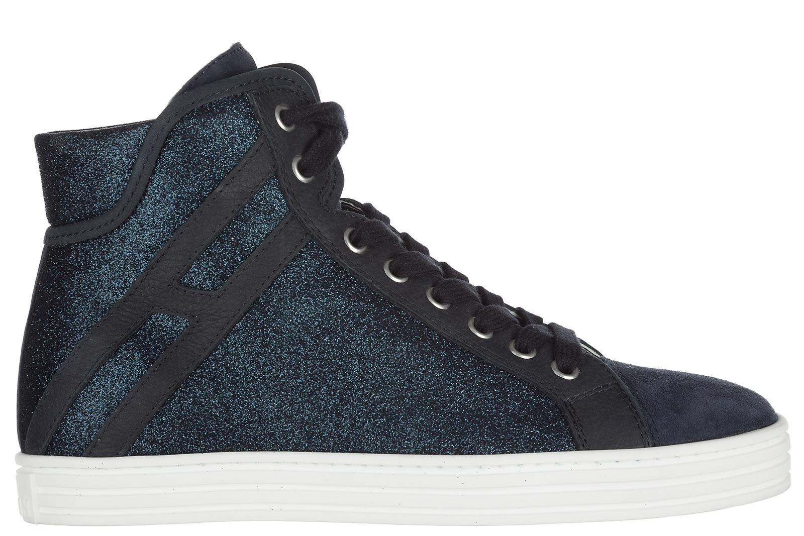 Hogan Rebel Women's Shoes High Top Suede Trainers Sneakers R182 In Blue ...