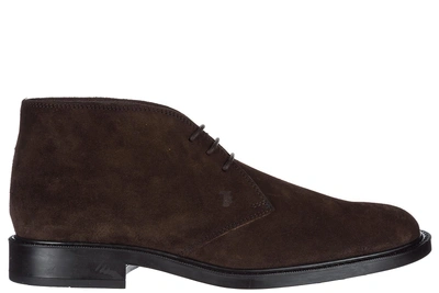 Shop Tod's Men's Suede Desert Boots Lace Up Ankle Boots In Brown
