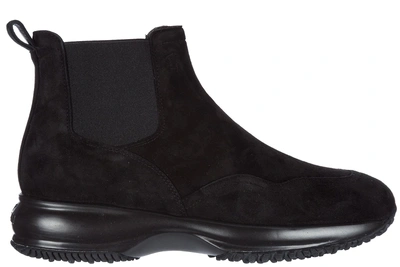 Shop Hogan Women's Suede Ankle Boots Booties Interactive In Black