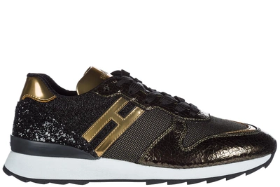 Shop Hogan Women's Shoes Leather Trainers Sneakers R261 In Gold