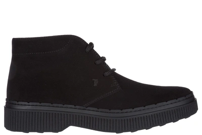 Shop Tod's Men's Suede Desert Boots Lace Up Ankle Boots In Black
