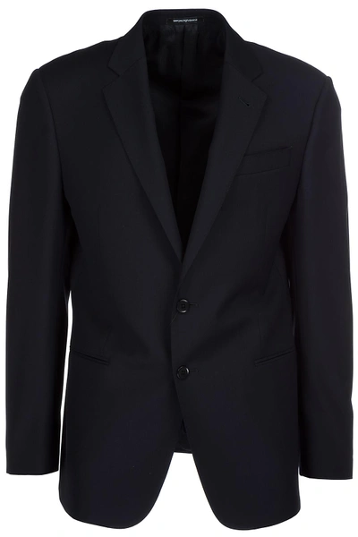 Shop Emporio Armani Men's Wool Jacket Blazer In Blue