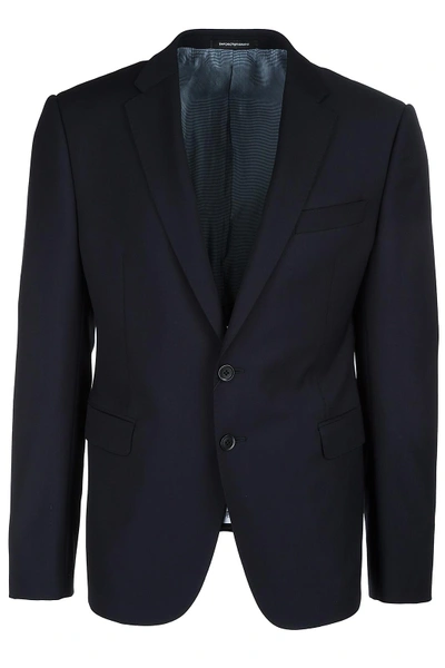 Shop Emporio Armani Men's Wool Jacket Blazer In Blue