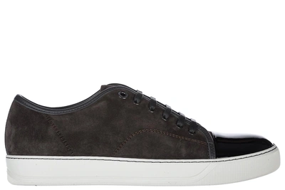 Shop Lanvin Men's Shoes Suede Trainers Sneakers In Grey
