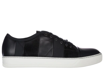 Shop Lanvin Men's Shoes Leather Trainers Sneakers In Black